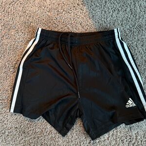 Adidas Black Shorts with White Stripes